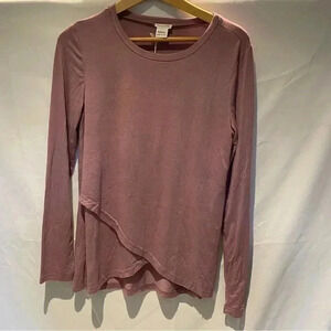 Pret-a-porTEE long sleeve cross front tee, lavender L NWT